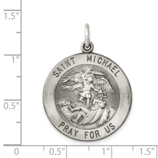 Sterling Silver Antiqued Saint Michael Medal Pendant QC3610