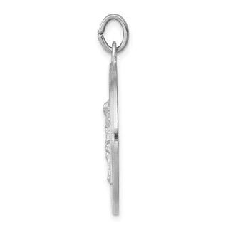 Sterling Silver Rhodium-plated Enameled Saint Michael Medal Pendant