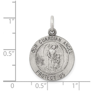 Sterling Silver Antiqued Guardian Angel Medal Pendant QC3626