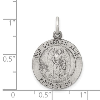 Sterling Silver Antiqued Guardian Angel Medal Pendant QC3626
