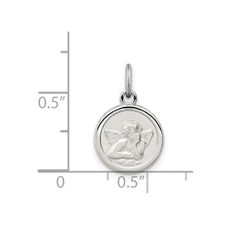 Sterling Silver Rhodium-plated Angel Medal Charm