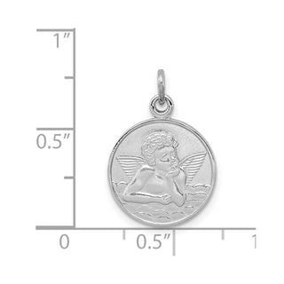 Sterling Silver Rhodium-plated/Plain Back Angel Medal Pendant