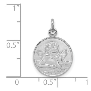 Sterling Silver Rhodium-plated/Plain Back Angel Medal Pendant