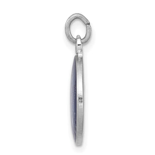Sterling Silver Rhodium-plated Blue Epoxy Angel Charm