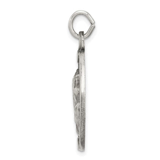 Sterling Silver Antiqued Praying Hands Medal Pendant
