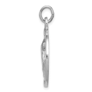 Sterling Silver Rhodium-plated Praying Hands Serenity Prayer on Back Medal Pendant