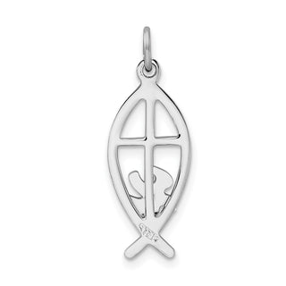 Sterling Silver Rhodium-plated Ichthus Fish Charm QC3681