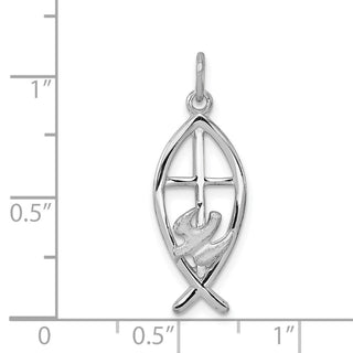 Sterling Silver Rhodium-plated Ichthus Fish Charm QC3681