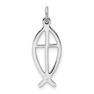 Sterling Silver Rhodium-plated Ichthus Fish Charm QC3682
