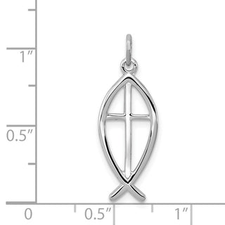 Sterling Silver Rhodium-plated Ichthus Fish Charm QC3682