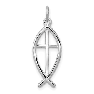 Sterling Silver Rhodium-plated Ichthus Fish Charm QC3682