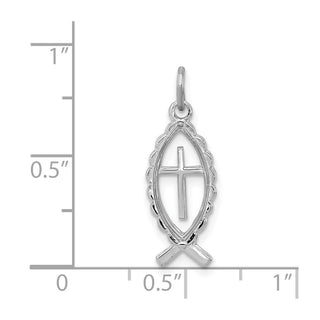 Sterling Silver Rhodium-plated Ichthus Fish Charm QC3684