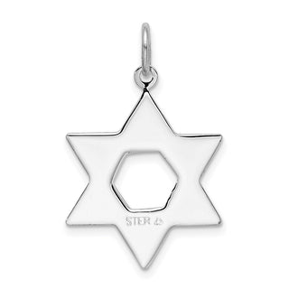 Sterling Silver Rhodium-plated Star of David Charm QC3689