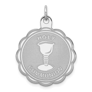 Sterling Silver Rhodium-plated Holy Communion Disc Charm QC372