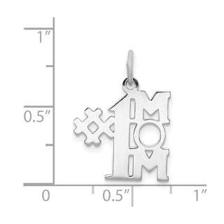 Sterling Silver Rhodium-plated # 1 Mom Polished Charm