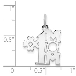 Sterling Silver Rhodium-plated # 1 Mom Polished Charm