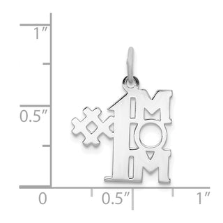 Sterling Silver Rhodium-plated # 1 Mom Polished Charm