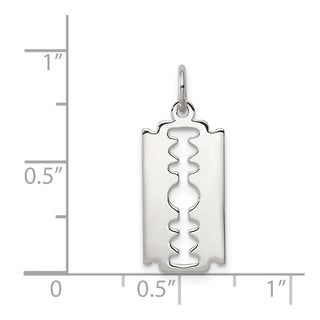 Sterling Silver Rhodium-plated Razor Blade Polished Charm
