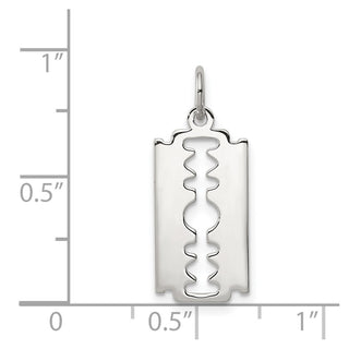 Sterling Silver Rhodium-plated Razor Blade Polished Charm