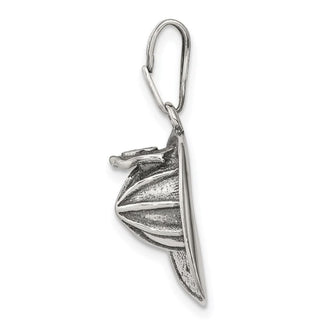 Sterling Silver Antiqued Firemans Helmet Pendant