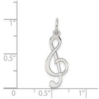 Sterling Silver Rhodium-plated Treble Clef Polished Charm