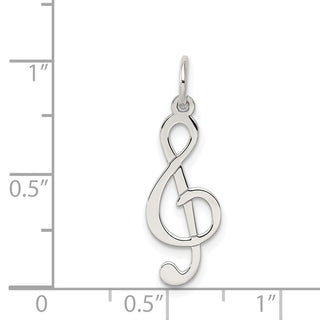 Sterling Silver Rhodium-plated Treble Clef Polished Charm