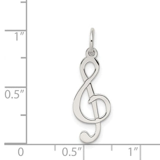 Sterling Silver Rhodium-plated Treble Clef Polished Charm