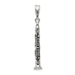 Sterling Silver Antiqued Clarinet Pendant QC3765