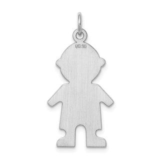 Sterling Silver Rhodium-plated Engravable Boy Polished Disc Charm