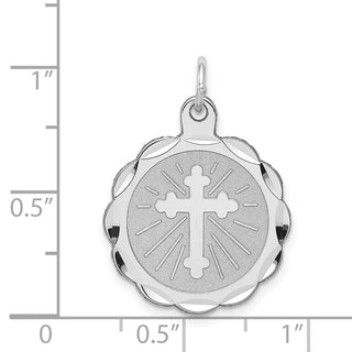 Sterling Silver Rhodium-plated Cross Disc Charm QC380