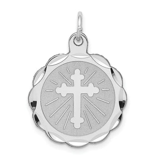 Sterling Silver Rhodium-plated Cross Disc Charm QC380