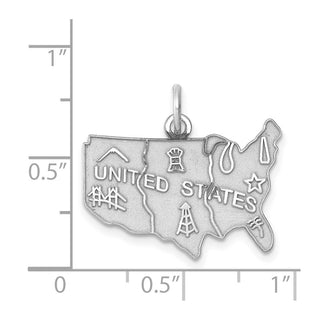 Sterling Silver Rhodium-plated United States Polished Charm