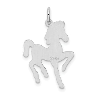 Sterling Silver Rhodium-plated Horse Disc Charm