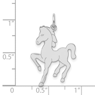 Sterling Silver Rhodium-plated Horse Disc Charm