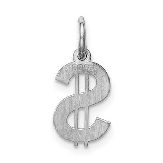 Sterling Silver Rhodium-plated Dollar Sign Polished Charm