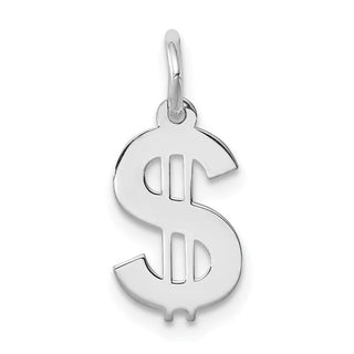 Sterling Silver Rhodium-plated Dollar Sign Polished Charm