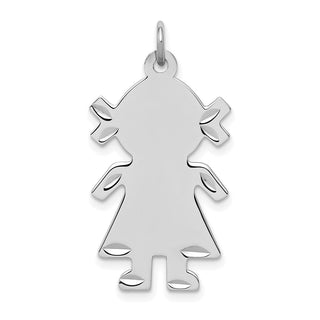 Sterling Silver Rhodium-plated Girl Polished Front/Satin Back Disc Charm QC39