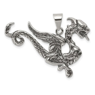 Sterling Silver Antiqued Dragon Pendant QC3936