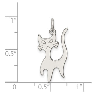 Sterling Silver Rhodium-plated Cat Charm QC4113