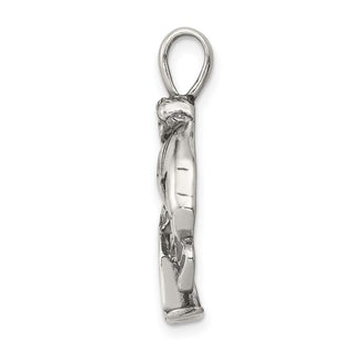 Sterling Silver Antiqued Hockey Player Pendant QC4149