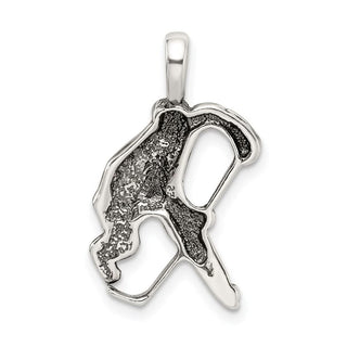 Sterling Silver Antiqued Hockey Player Pendant QC4149