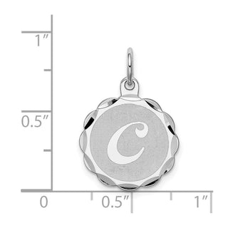 Sterling Silver Rhodium-plated Brocade-Like Initial C Charm QC4161C