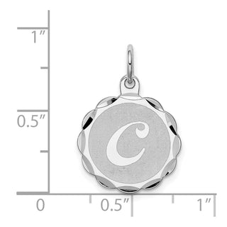 Sterling Silver Rhodium-plated Brocade-Like Initial C Charm QC4161C