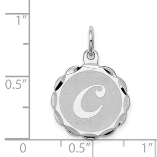 Sterling Silver Rhodium-plated Brocade-Like Initial C Charm QC4161C