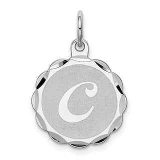 Sterling Silver Rhodium-plated Brocade-Like Initial C Charm QC4161C
