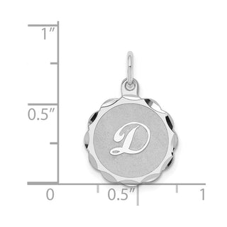 Sterling Silver Rhodium-plated Brocade-Like Initial D Charm QC4161D