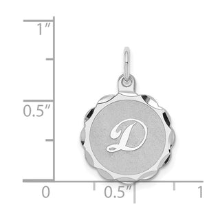 Sterling Silver Rhodium-plated Brocade-Like Initial D Charm QC4161D