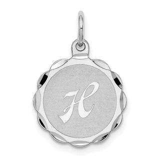 Sterling Silver Rhodium-plated Brocade-Like Initial H Charm QC4161H