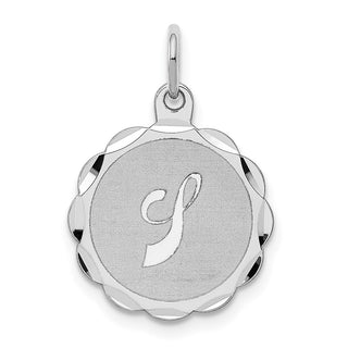 Sterling Silver Rhodium-plated Brocade-Like Initial J Charm QC4161J