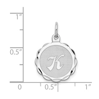 Sterling Silver Rhodium-plated Brocade-Like Initial K Charm QC4161K